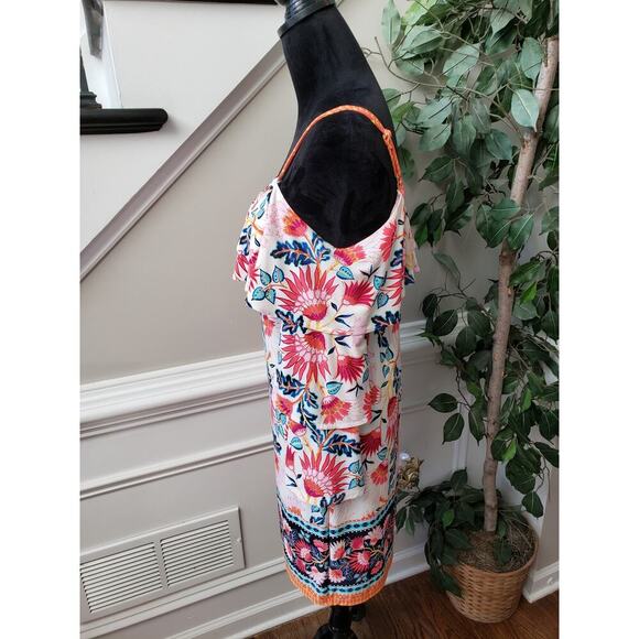 Nicole Miller Shift Dress Womens 8 White Floral Adjustable Strap Cold Shoulder - Picture 14 of 15